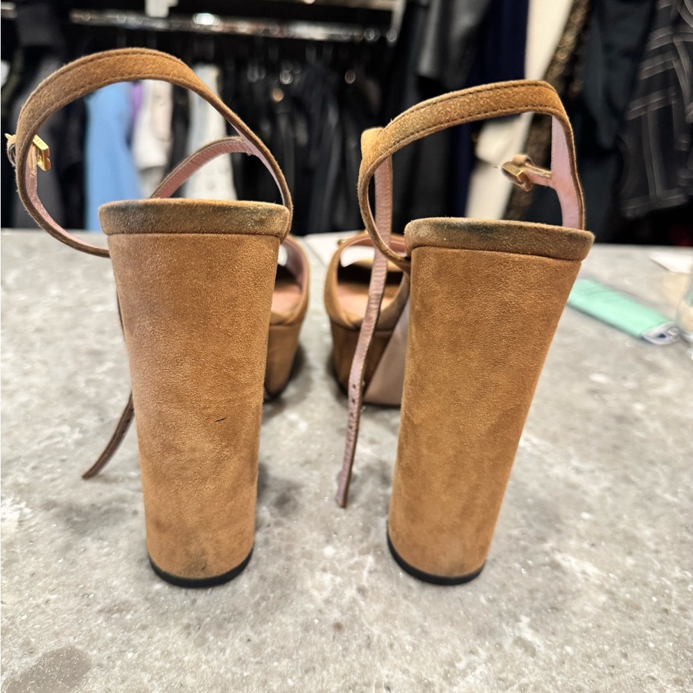 Gucci Brown Suede Horsebit Sandals Size 39 - Picture 5 of 7